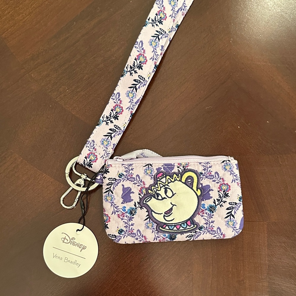 Disney x Vera Bradley Purple Floral Mrs. Potts Wristlet Keychain